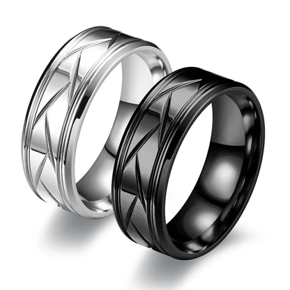 Unisex Diagonal Textured Ring | Kenver