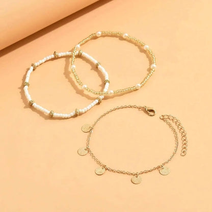 Women Beaded Layered Anklet Set | Kendra