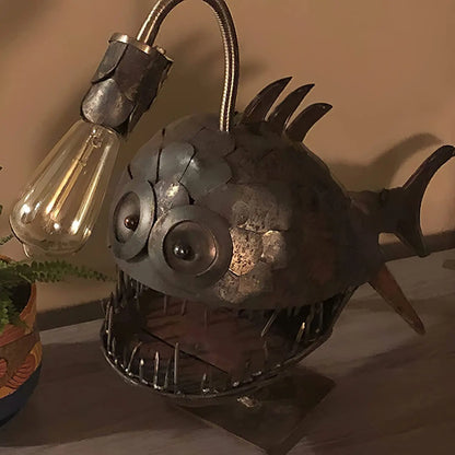Table Lamp Multi-Colored Glass Retro Fish Design | Unique Nightstand Lamps-3