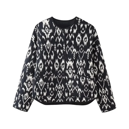 Variant image for Women Quilted Jacket Printed Short Coat | Elegance-1