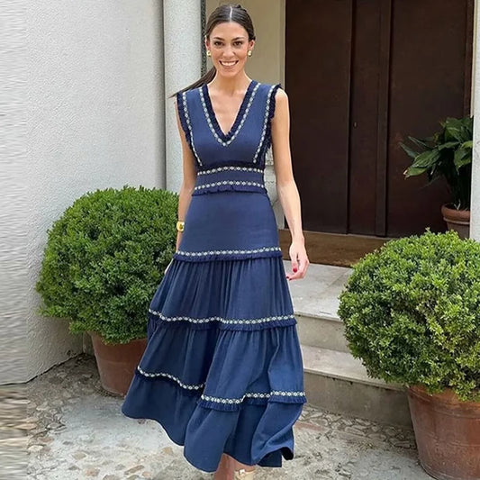 Women Embroidered Tiered Maxi Dress | Nola