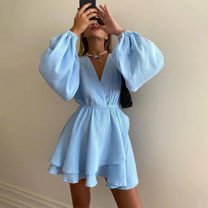 Flowy Balloon Sleeve Mini Dress | Milagros