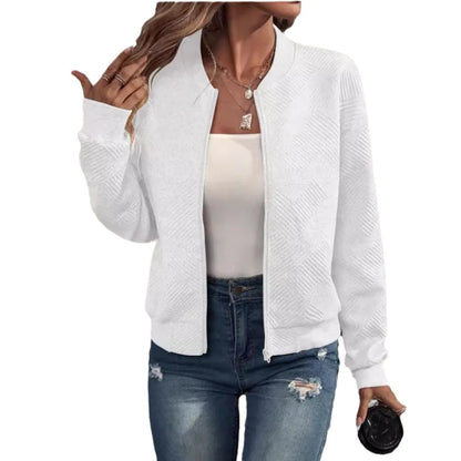 Women Textured Zip-Free Bomber Jacket | Fayana