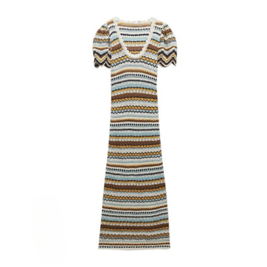 Striped Crochet Knitted Dress | Nia