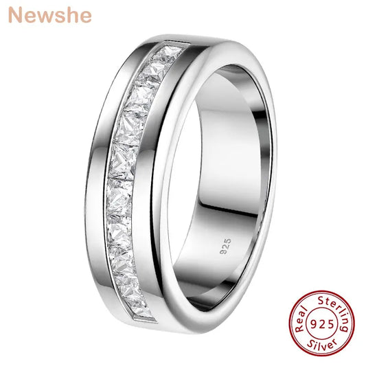 Men's Wedding Band Silver Moissanite | Elegant Design-1