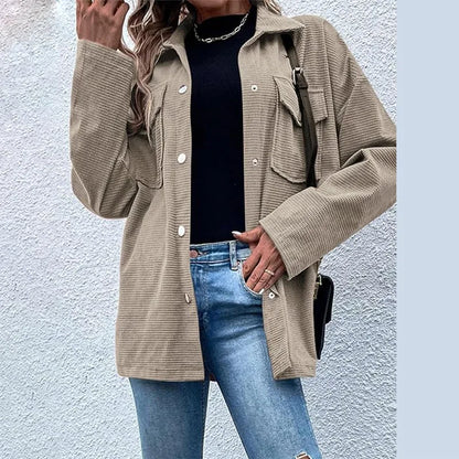 Women Textured Button-Up Overshirt Jacket | Jazleah