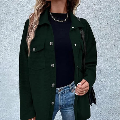 Women Textured Button-Up Overshirt Jacket | Jazleah