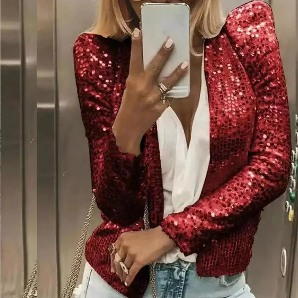 Sequin Open Front Jacket | Aveline