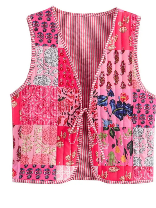 Women Patchwork Quilted Vest | Zadie