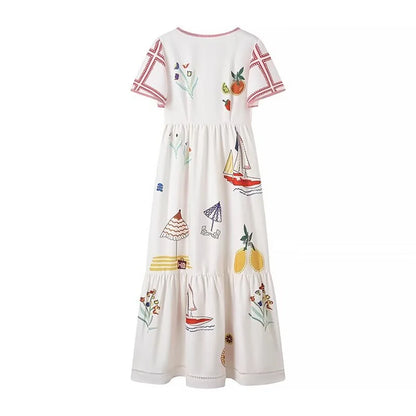 Women Embroidered Boho Midi Dress | Ysabel