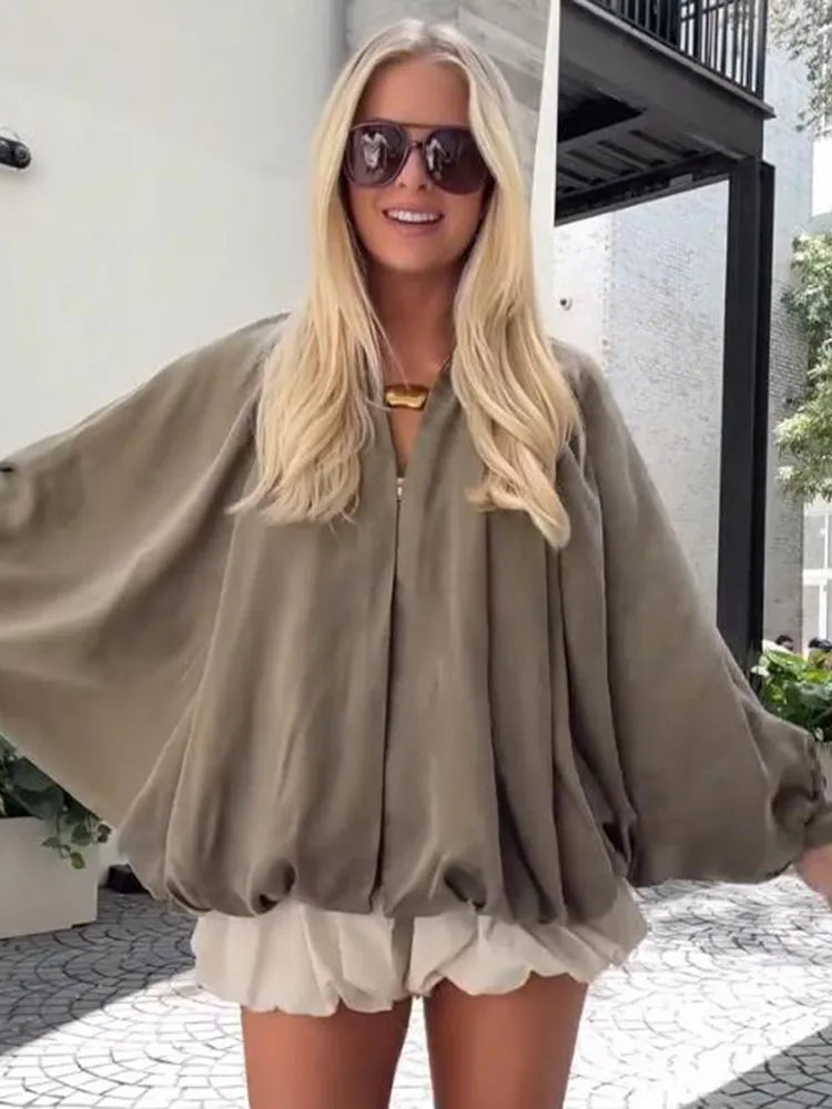 Women Cropped Jacket Beige Polyester | Elegant Style-5