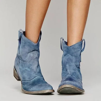 Women Cowboy Boots Gray Leather | Destiny-3