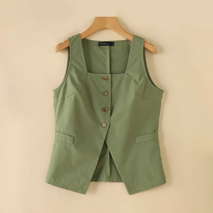 Classic Buttoned Waistcoat Top | Cassandra
