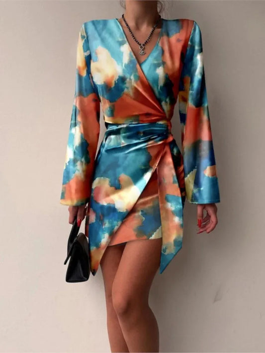 Women Abstract Print Wrap Dress | Maria