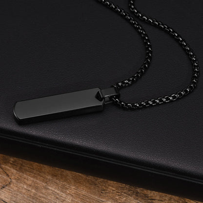 Men's Necklace Silver Stainless Steel | Classic Initial Bar Pendant-5