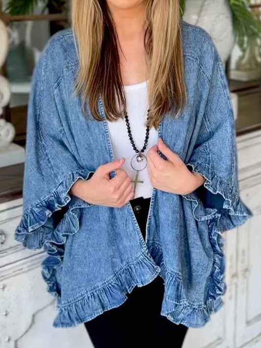 Women Denim Jacket Blue Cotton | Vintage Charm-1
