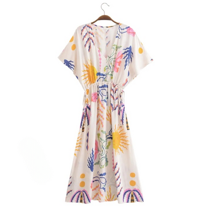 Palm Print Batwing Sleeve Maxi Dress | Natasha