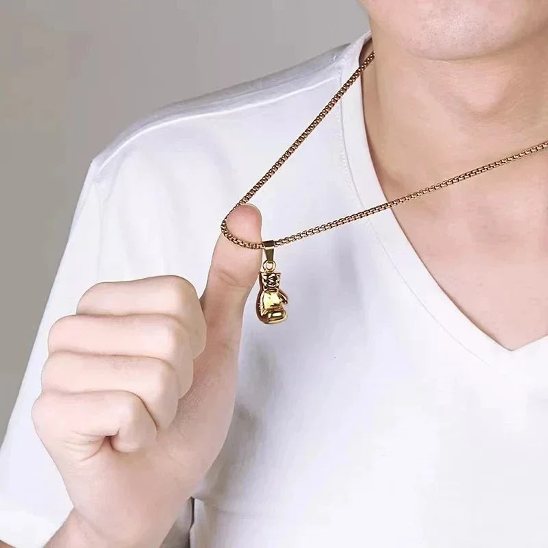 Men's Necklace Black Boxing Gloves Pendant Metal Alloy | Urban Style-2