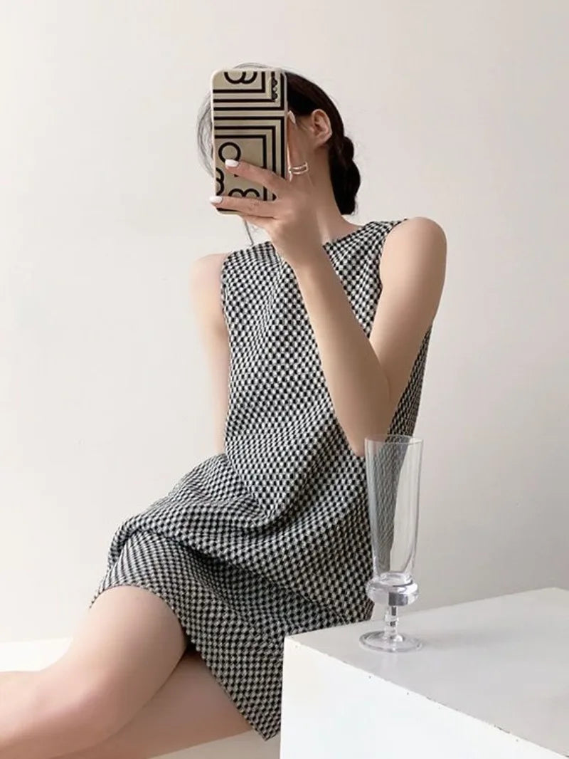 Checkered Shift Mini Dress | Maite