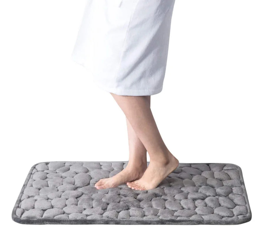 Non-Slip Bath Mat Coral Fleece Memory Foam | Cobblestone 3