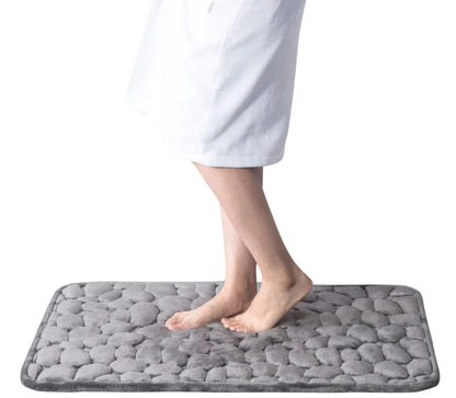 Non-Slip Bath Mat Coral Fleece Memory Foam | Cobblestone 3