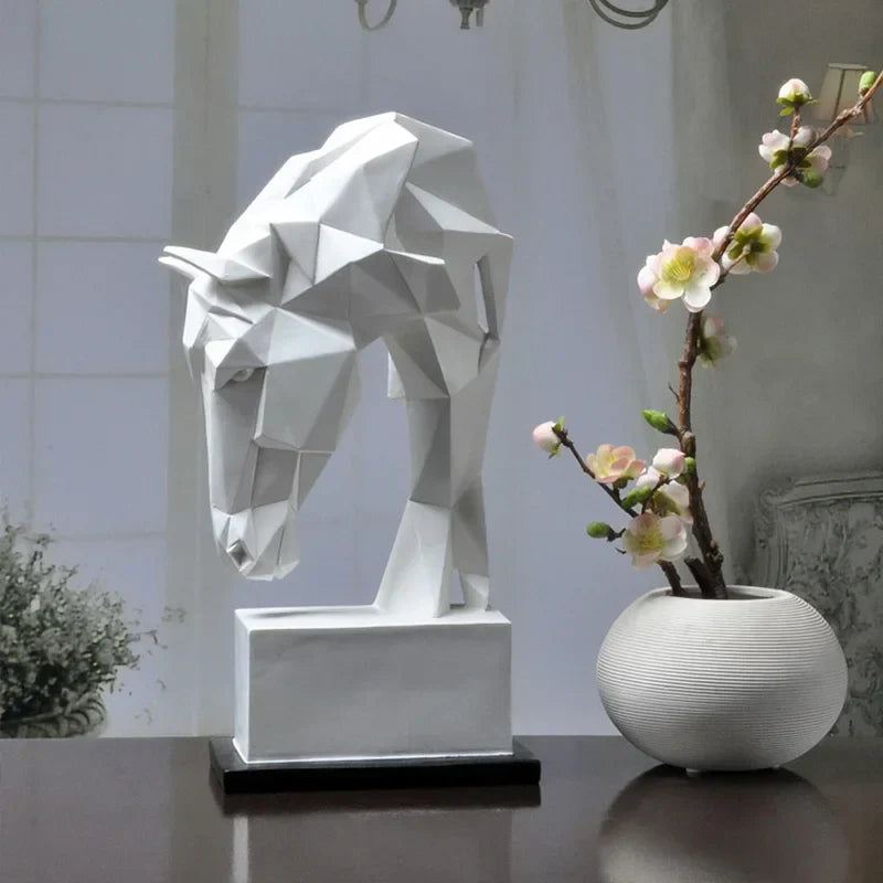 Geometric Horse Decorative Sculpture Resin | Elegant Design 5