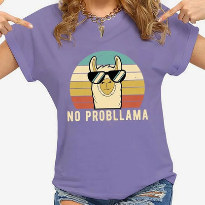 Women Graphic T-Shirt Black Modal | Llama Lover-5