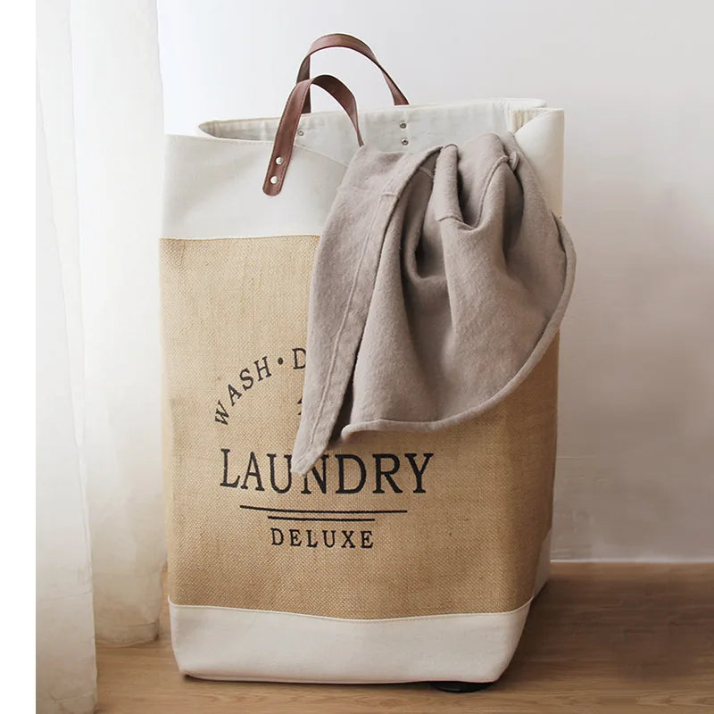 Laundry Basket Beige Cotton | Elegant Design 1