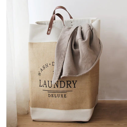 Laundry Basket Beige Cotton | Elegant Design 1