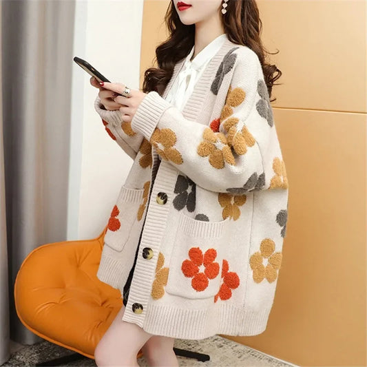 Women Floral Knit Cardigan | Euna