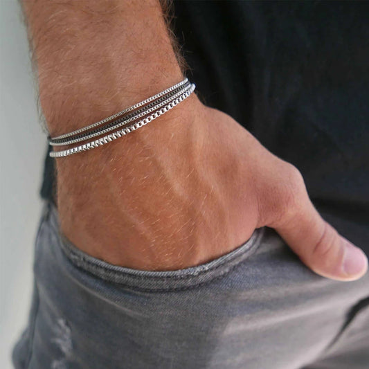 Men's Bracelets Silver Stainless Steel | Vintage Style-1