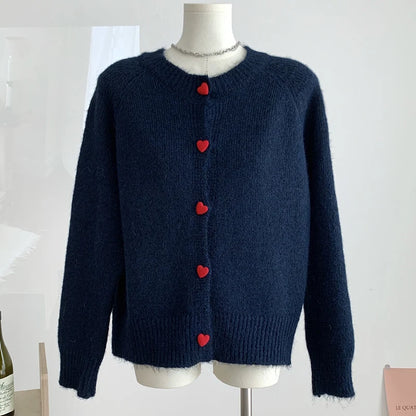 Women Heart Button Knitted Cardigan | Edwina