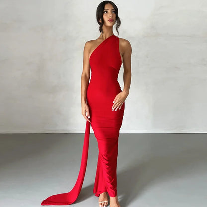 One-Shoulder Draped Maxi Dress | Blanche