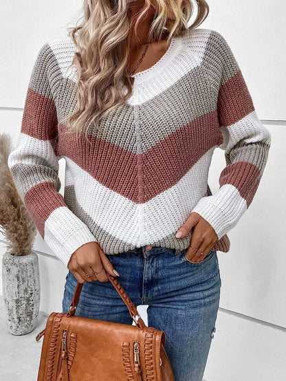 Women Off-Shoulder Striped Knit Sweater | Tess