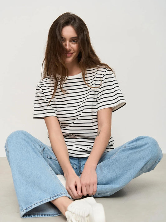 Women Classic Striped Tee | Celeste