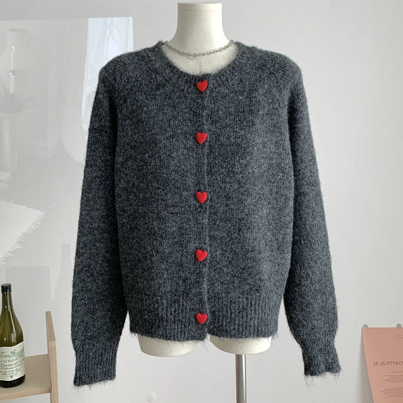 Women Heart Button Knitted Cardigan | Edwina
