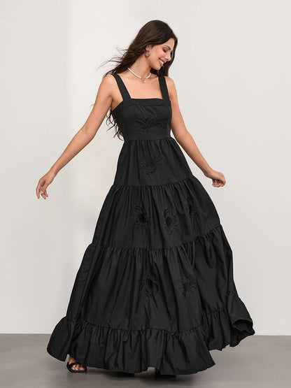 Embroidered Tiered Maxi Dress | Malia