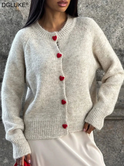 Women Heart Button Knitted Cardigan | Edwina
