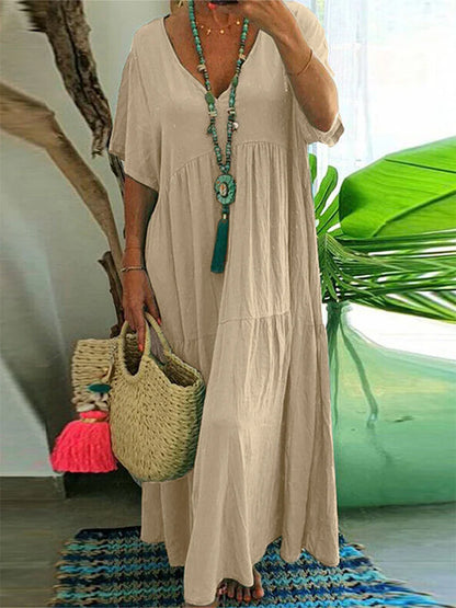 Women Boho V-Neck Relaxed Maxi Dress | Halia