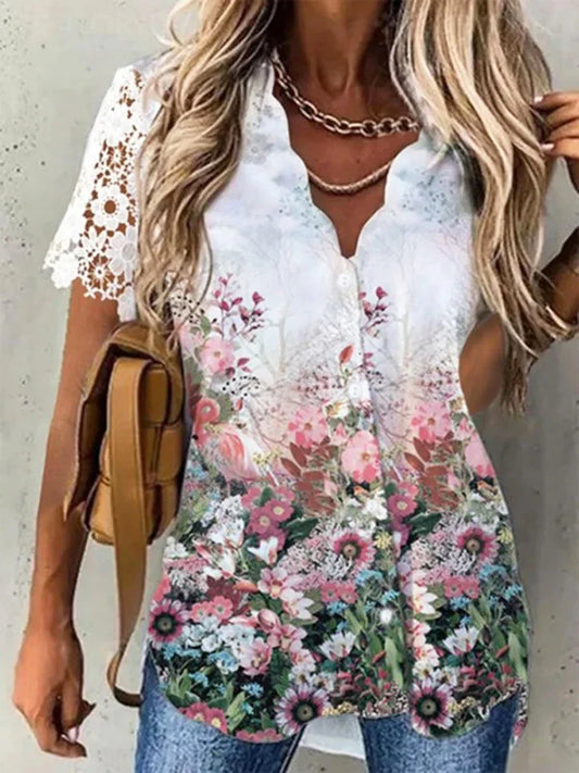 Floral Button-Up Blouse | Nerissa