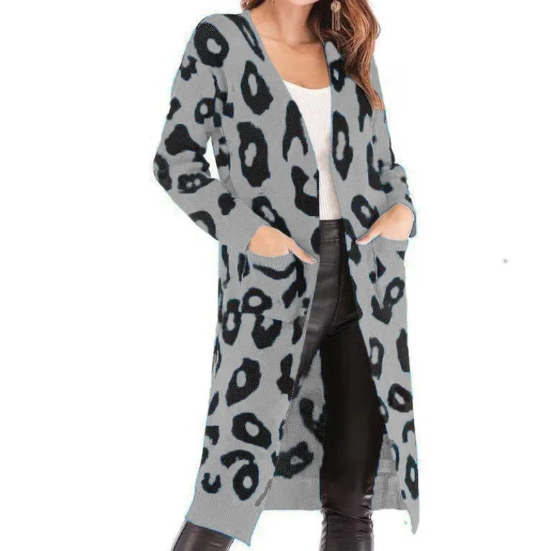 Leopard Knit Open-Front Cardigan | Sofia