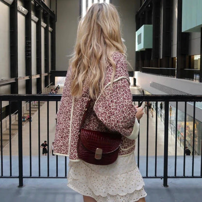 Women Slim Coat Floral Print Polyester | Autumn Chic-5