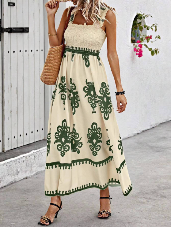 Boho Print Smocked Maxi Dress | Ciara