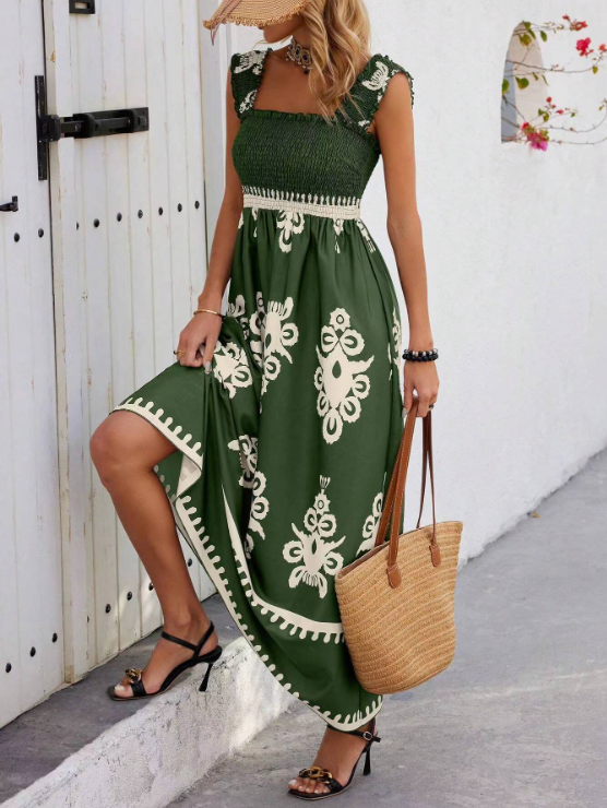 Boho Print Smocked Maxi Dress | Ciara