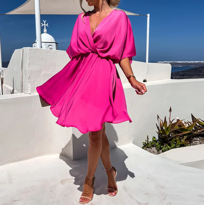 Elegant Wrap Style Dress with Flutter Sleeves | Andrea