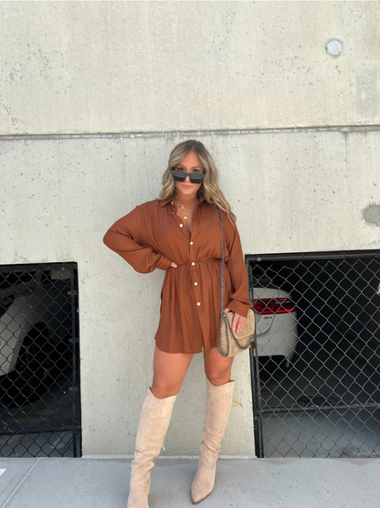 Button-Up Mini Shirt Dress | Rosalie