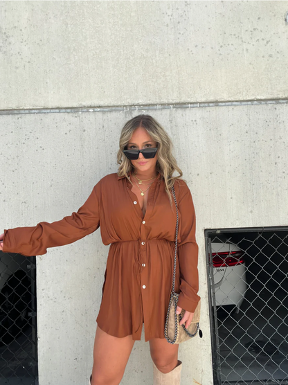 Button-Up Mini Shirt Dress | Rosalie