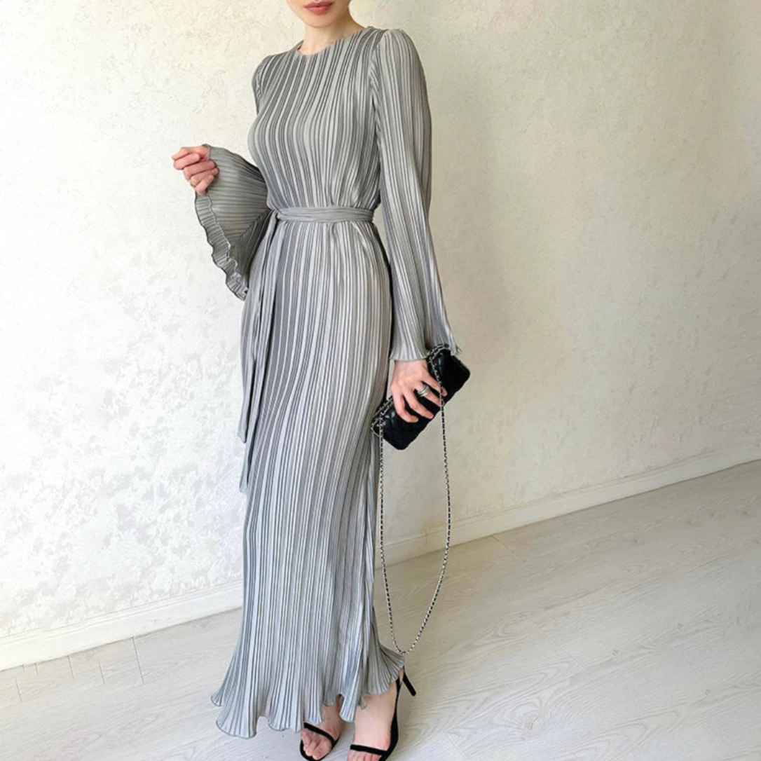 Pleated Ruffle Sleeves Maxi Dress | Hollie