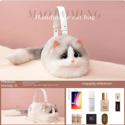 Variant image for Women Handbag Cat Design Plush | Whimsical Kitty-11