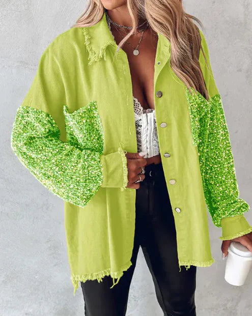 Women Sequin Jacket Black Polyester | Dorothy-1